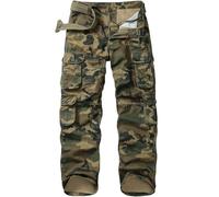 Men's Cargo Combat Trousers Cotton Durable Military Wild Army Casual Tactical Work Trousers with 10 Pockets #3316-Camo-M-34