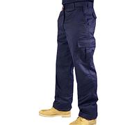 Mens Cargo Combat Trousers Outdoor Work Elasticated Waist Pants Adults Work Wear Heavy Duty Bottoms Utility Work 6 Pocketed Regular Pants Summer Wear Work Trousers (Navy 36" Waist/31 Inside Leg)