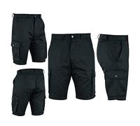 Mens Cargo Combat Work Shorts Workwear Black Grey Navy Tracksuit Bottom Walking Running Hiking Camping Causal Beach Summer Running Lorry HGV Driver Shorts (Black, XL)