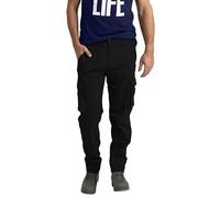 Mens Cargo Combat Work Trouser 6 Pockets Cotton Full Pant, Flex Black, 32W / 30L