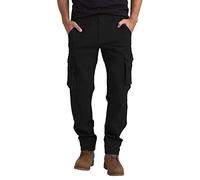 Mens Cargo Combat Work Trousers Tactical Work Safety Outdoor Breathable Easy Care Multi-Pockets Heavy Duty Solid Regular Relaxed Fit Security Guard Trousers 32W-44W (Black, 42W / 32L)