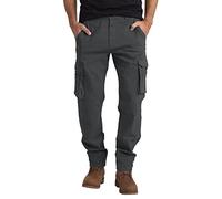 Mens Cargo Combat Work Trousers Tactical Work Safety Outdoor Breathable Easy Care Multi-Pockets Heavy Duty Solid Regular Relaxed Fit Security Guard Trousers 32W-44W (Charcoal, 32W / 32L)