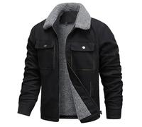 Men's Cargo Fleece Jacket Vintage Plain Suede Bomber Jacket Men Full Zip Thermal Sherpa-Lined Suede Coat Outdoor Warm Comfy Sherpa Fleece Collar Winter Jackets with Flap Pockets