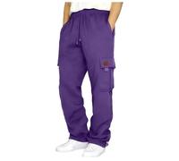 Men's Cargo Fleece Jogger Sweatpant Fleece Open Bottom Sweatpant Joggers for Men UK Tracksuit Jogging Bottoms Pants Trousers Casual Jogger Sports Joggers Track Pants Running (Purple, XXXXXL)