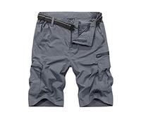Men's Cargo Hiking Shorts Elasticated Waist Quick Dry Lightweight Outdoor Summer Walking Fishing Safari Cycling Casual Half Pants #2026-Gray-M 30
