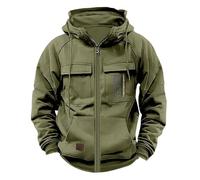 Men's Cargo Hoodies Full Zip Military Jacket Windbeaker Tactical Sweatshirts Solid Color Coat Trendy Hooded Sweatshirt Combat Jacket With Multi Pockets Pullover Oversize Durable Drawstring Hoody
