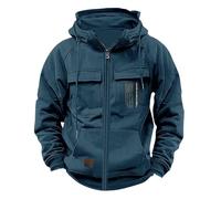 Men's Cargo Hoodies Full Zip Military Jacket Windbeaker Tactical Sweatshirts Solid Color Coat Trendy Hooded Sweatshirt Combat Jacket With Multi Pockets Pullover Oversize Durable Drawstring Hoody
