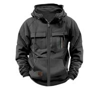 Men's Cargo Hoodies Full Zip Military Jacket Windbeaker Tactical Sweatshirts Solid Color Coat Trendy Hooded Sweatshirt Combat Jacket With Multi Pockets Pullover Oversize Durable Drawstring Hoody