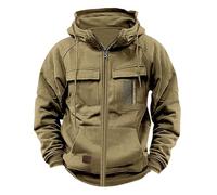 Men's Cargo Hoodies Full Zip Military Jacket Windbeaker Tactical Sweatshirts Solid Color Coat Trendy Hooded Sweatshirt Combat Jacket With Multi Pockets Pullover Oversize Durable Drawstring Hoody