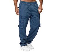 Mens Cargo Joggers Elasticated Waist Tracksuit Bottoms Straight Leg Jogging Bottoms Open Hem Sweatpants Loose Fit Ripstop Tactical Combat Trousers Lightweight Sweat Pants with Muti Pockets