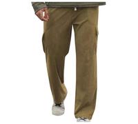 Men's Cargo Pants Drawstring Solid Color Elasticated Waist Stretch Comfortable Breathable Slim Fit Outdoor Activities Sports Trousers Lightweight (Khaki, XXXL)
