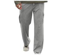 Men's Cargo Pants Drawstring Solid Color Elasticated Waist Stretch Comfortable Breathable Slim Fit Outdoor Activities Sports Trousers Lightweight (Grey, XXL)