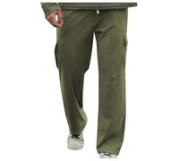 Men's Cargo Pants Drawstring Solid Color Elasticated Waist Stretch Comfortable Breathable Slim Fit Outdoor Activities Sports Trousers Lightweight (Green, XXL)