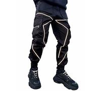 Mens Cargo Pants Hip Hop Techwear Harem Pant Jogger Sweatpants with Pockets Jogging Punk Black M