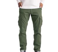 Men's Cargo Pants, Solid Color Mens Combat Trousers Elasticated Waist Pant with Multiple Pockets Lightweight Comfy Joggers Trousers Straight Leg Gym Activewear Pants All Seasons S-5Xl Dark Green