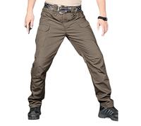 Men's Cargo Pants Zipper Button Closure Solid/Snakeskin Print Casual Trousers with Pockets (Khaki, M)
