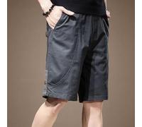 Men's Cargo Shorts, 1 Pack Polyester Summer Shorts for Men with Loose Fit, Solid Color, Casual Five-Pocket Design, Slight Stretch, Vacation and Daily Wear(L Grey)