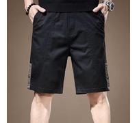 Men's Cargo Shorts, 1 Pack Polyester Summer Shorts for Men with Loose Fit, Solid Color, Casual Five-Pocket Design, Slight Stretch, Vacation and Daily Wear(L Black)