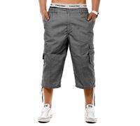 Men's Cargo Shorts 3/4 Bermuda Casual Pants Capri with Zippered Side Pockets, Colours:Grey, Size:L