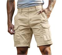 Men's Cargo Shorts Camouflage Leisure Men Loose Fit Cotton Bermuda Camo Short Urban/Outdoor Tactical Shorts for Men - Lightweight Cargo Trousers Short for Tactical, Military, Hunting, Beige-B, L