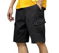 Men's Cargo Shorts Camouflage Leisure Men Loose Fit Cotton Bermuda Camo Short Urban/Outdoor Tactical Shorts for Men - Lightweight Cargo Trousers Short for Tactical, Military, Hunting, black, M