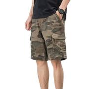 Men's Cargo Shorts Camouflage Leisure Men's Shorts Loose Fit Cotton Bermuda Camo Shorts Casual Loose Casual Trousers Classic Work Trousers with Zip and Pockets, O khaki., XXL