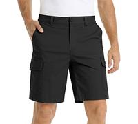 Mens Cargo Shorts Chino Shorts with Multi Pockets Elasticated Waist Cotton Stretch Work Shorts Mens Sports Shorts Lightweight Cargo Shorts for Tactical Stretch Regular Fit Comfort Black