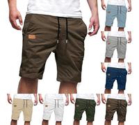 Mens Cargo Shorts Clearance,Men Solid Color Elastic Waist Front Zipper Shorts Summer Outdoor Beach Work Short Pant Casual Loose Hiking Waiking Sport Chino Pants with Multi Pockets UK Size XS-5XL