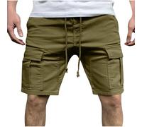 Mens Cargo Shorts Clearance,Men Solid Color Elastic Waist Front Zipper Shorts Summer Outdoor Beach Work Short Pant Casual Loose Hiking Waiking Sport Chino Pants with Multi Pockets UK Size XS-5XL
