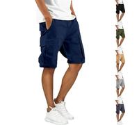 Mens Cargo Shorts Combat Casual Work Shorts with Multi Pocket Outdoor Workout Hiking-Chino Short for Men UK for Beach Holiday Yoga Gym Combat Short Daily Chino Men Stretch Walking Trousers Navy