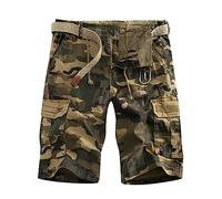 Mens Cargo Shorts, Combat Multi Pocket Casual Scratch-Resistant Scruffs Workwear Relaxed Work Walking Knee Length Trousers Relaxed Short Khaki