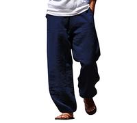 Men's Cargo Shorts Elastic Waist Tactical Short Solid Stretchy Jogging Trousers Lightweight Straight Pants with Pockets Beach Themed Slacks Tracksuit Bottoms (Elastic Waist Trousers for Men Navy, 3XL)