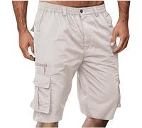 Men's Cargo Shorts Elastic Waist Work Jogger Shorts with Zip Pockets Knee Length Combat Trousers Lightweight Comfortable Durable Cargo Trousers Summer Casual Short, Work Joggers for Men Uk