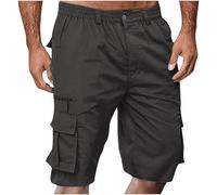 Men's Cargo Shorts Fashion 2025 Summer Trendy Cropped Trousers Lightweight Solid Shorts Classic Soft Multi-Pockets Relaxed-fit Capri Pants Lightweight Comfortable Short Trousers Coffee
