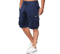 Men's Cargo Shorts Pocket Elasticated Waist Casual Cotton Work Shorts Cropped Trousers Summer Loose Fit Work Shorts Knee Length Short Comfy Outdoor Workout Hiking Shorts Beach Capri (Navy #1, XXXL)