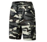Mens Cargo Shorts Rip-Stop Combat Camo Shorts for Men Uk Classic Fit Drawstring Elasticated Waist Lightweight Half Pants Pockets Casual Summer Trousers Durable Workwear Outdoor Hiking Training Bottoms