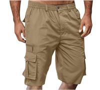 Men's Cargo Shorts Sports Shorts with Multiple Pockets Cargo Shorts Straight Fit Casual Shorts Plain Summer Shorts Loose Fit Beach Trousers Casual Comfortable Work Shorts, brown, S