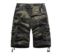 Mens Cargo Shorts Summer Casual Classic Combat Camo Shorts with Multi Pocket Cotton Shorts Green camo 38W