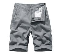 Mens Cargo Shorts Summer Solid Chino Capri Shorts Casual Cotton Shorts Multi-Pockets Front Zipper Button Shorts Elasticated Waist Work Shorts Gym Running Stretch Comforty Shorts M-5XL Clearance
