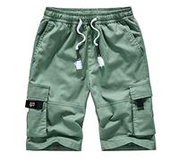 Mens Cargo Shorts UK Men Trend Multi-Pockets Shorts Plus Size Cargo Shorts Loose Fit Knee Length Shorts Summer Elasticated Waist Drawstring Shorts Outdoor Beach Stretch Activewear Shorts M-6XL