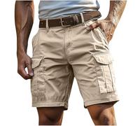 Mens Cargo Shorts UK Solid Color Plain Pants with Multi Pockets Lightweight Breathable Durable Workwear Comfy Baggy Outdoor Sports Comfort Shorts Khaki