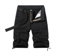 Mens Cargo Shorts Utility Work Short Lightweight Casual Cotton Shorts Solid Color Outdoor Gym Shorts Loose Fit Twill Shorts Knee Length Men Combat Trouser with Zipper Pockets (Black, 30)