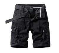 Men's Cargo Shorts Utility Work Shorts Multi Pockets Outdoor Hiking Activities and Relaxing Weekends Summer Workwear Solid Color Overalls (Black, 36)