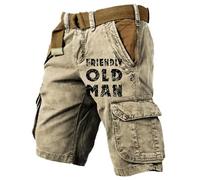 Mens Cargo Shorts Work Cotton Loose Fit Full Elastic Waist Twill Short with Drawstring Superdry for Men Pockets Casual Utility & Safety Mountain Bike Golf Multi-Pocket Camo Camouflage Jogger