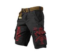 Mens Cargo Shorts Work New Military Multi Pockets Army Combat Twill Cotton Casual Summer and Indoor Winter Short with Men for UK Traders Jeans Multi-Pocket Camo Loose Fit Camouflage Dress D-Black