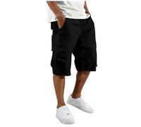 Men's Cargo Summer Combat Shorts with 4 Pockets Stretch Breathable Cotton Bermuda Sports Pants Knee Length Loose Fit Outdoor Sports Golf Workwear Gym Training Running Lightweight Chino Shorts