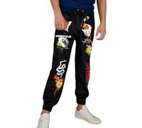 Men's Cargo Trousers, Black with Graffiti Print, (UK, Alpha, M, Regular, Regular, Black)