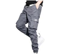 Mens Cargo Trousers Casual Comfortable Cuffed Slim Fit Tracksuit Bottoms with Multi Pockets Lightweight Classic Trendy Solid Color Outdoor Jogging Work Wear Pants