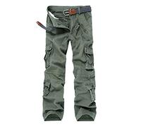 Men's Cargo Trousers Casual Cotton Multi-Pocket Work Loose Pants Plus Size Outdoor Pants Army Green 27