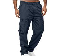 Mens Cargo Trousers Classic Black Cargo Trousers Multiple Pockets Zipper Button Cargo Pants Elasticated Waist Work Trousers Solid Casual Straight Leg Trousers Outdoor Climbing Sport Joggers M-3XL
